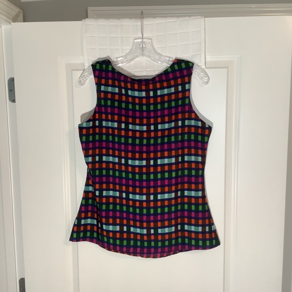 Banana Republic Ladies Sleeveless Top Forest Green/ Rusty Orange /Purple Size M - Picture 2 of 5